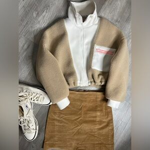 🤍 Zara Cropped Sherpa Zip Jacket 🤍 Small